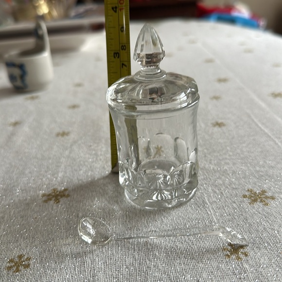 MCM miniature glass jam jelly jar, salt cellar, 3 piece set, EUC - Picture 8 of 10